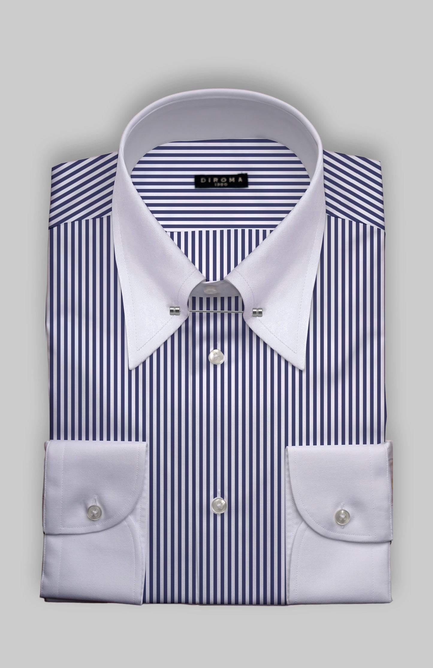 Ramona Blue Pinpoint Collar Cotton Dress Shirt MTO