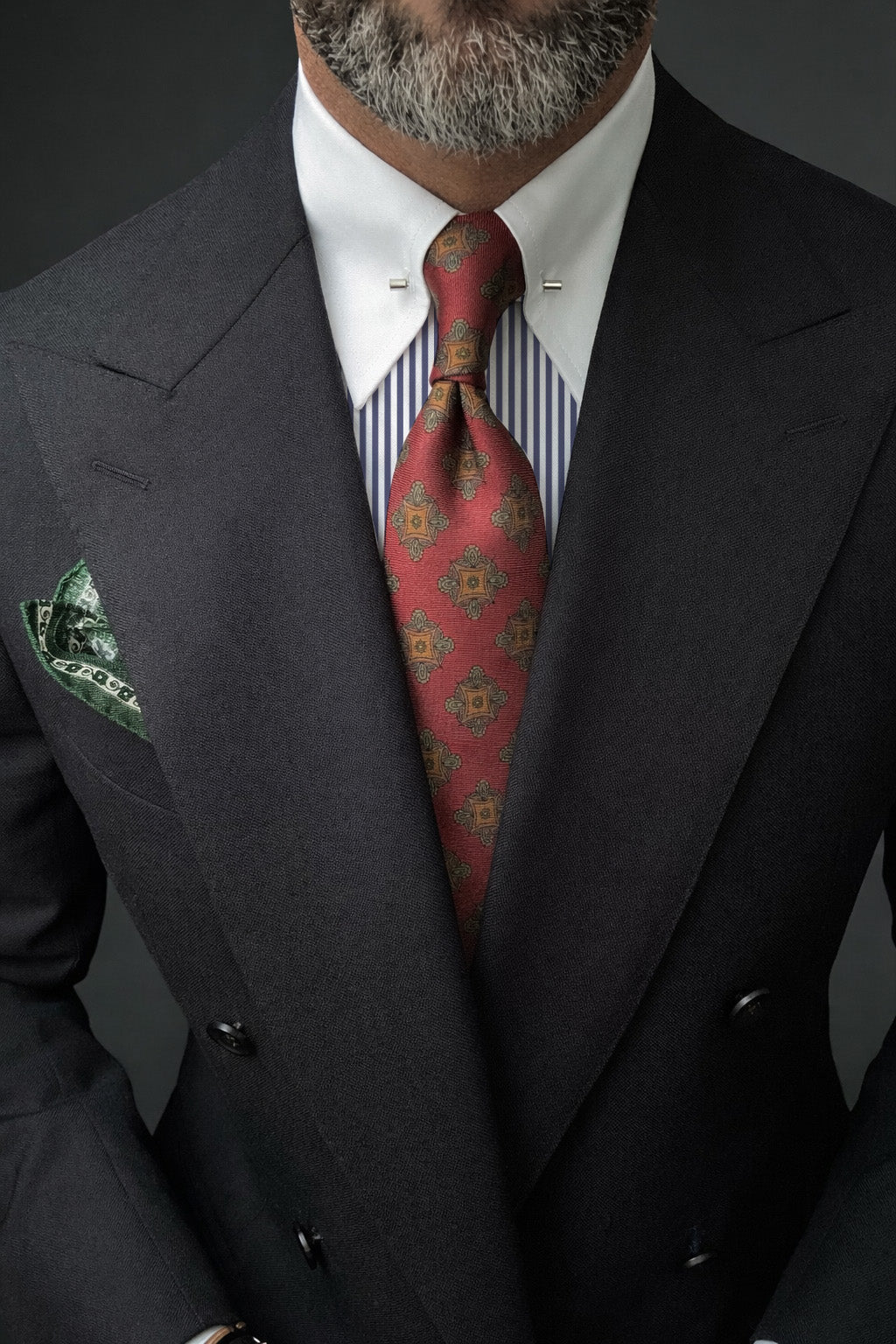 Ramona Blue Pinpoint Collar Cotton Dress Shirt MTO