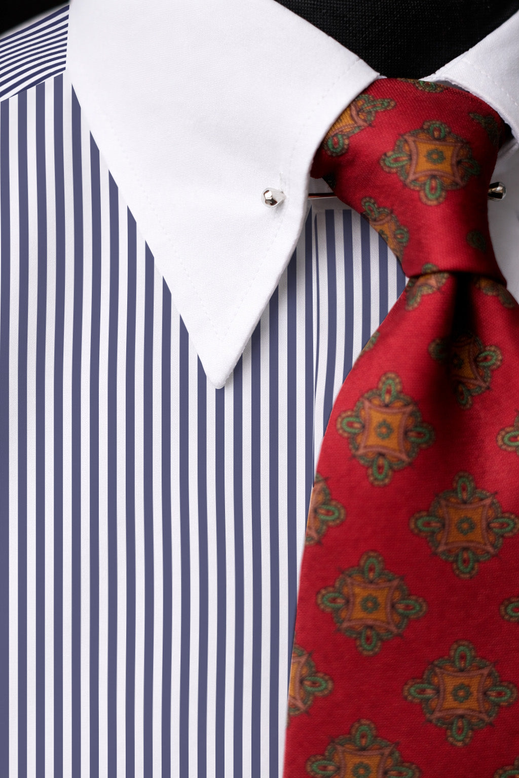 Ramona Blue Pinpoint Collar Cotton Dress Shirt MTO