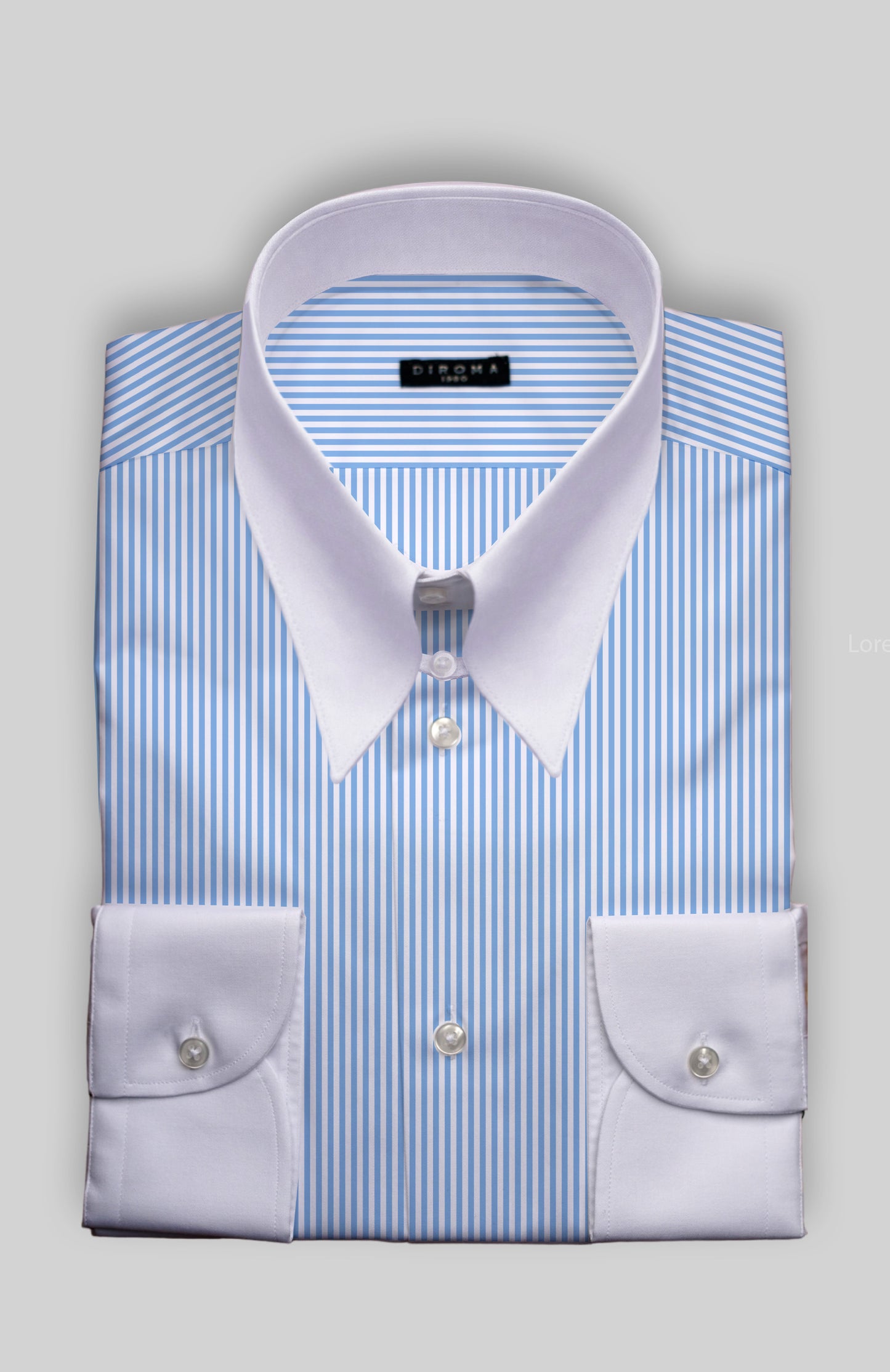 Ramona Spear Point Tab Collar Twill Dress Shirt White Contrasting MTO