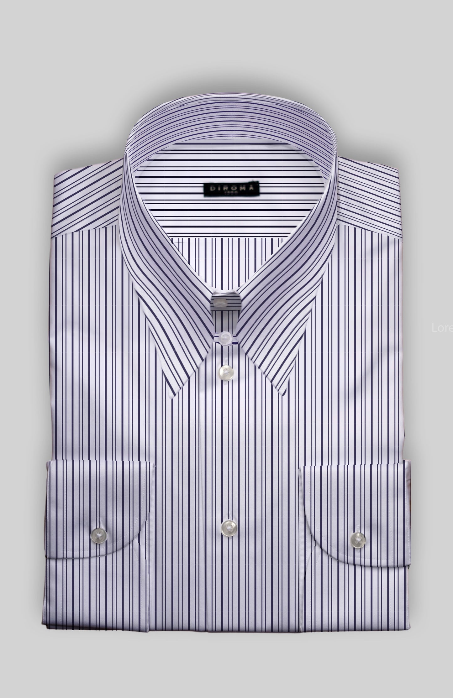 Tezenia Spear Point Tab Collar Twill Dress Shirt MTO