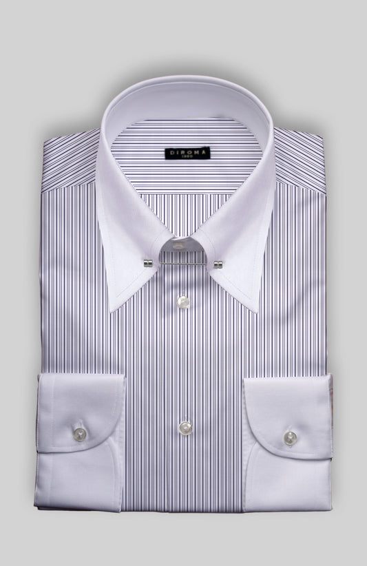 Tezenia Pin Point Collar Cotton Dress Shirt MTO